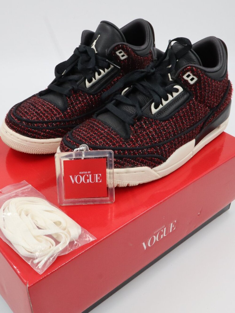 Jordan Air Jordan 3 Retro SE‎ AWOK Vogue Womens 8.5 Red Black Tweed BQ3195-601